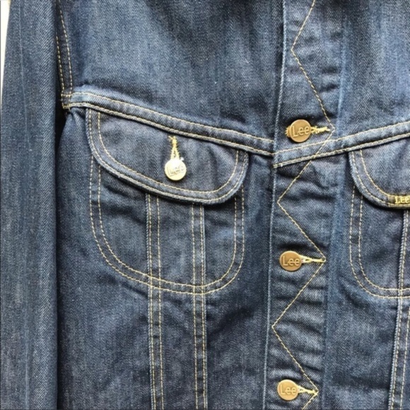 VINTAGE Lee Blue  Denim Button Up Jean Jacket Large - Picture 5 of 8